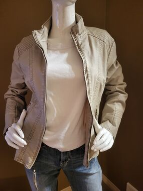 Ricki's Beige Women’s Zip-Front Faux Leather Jacket
